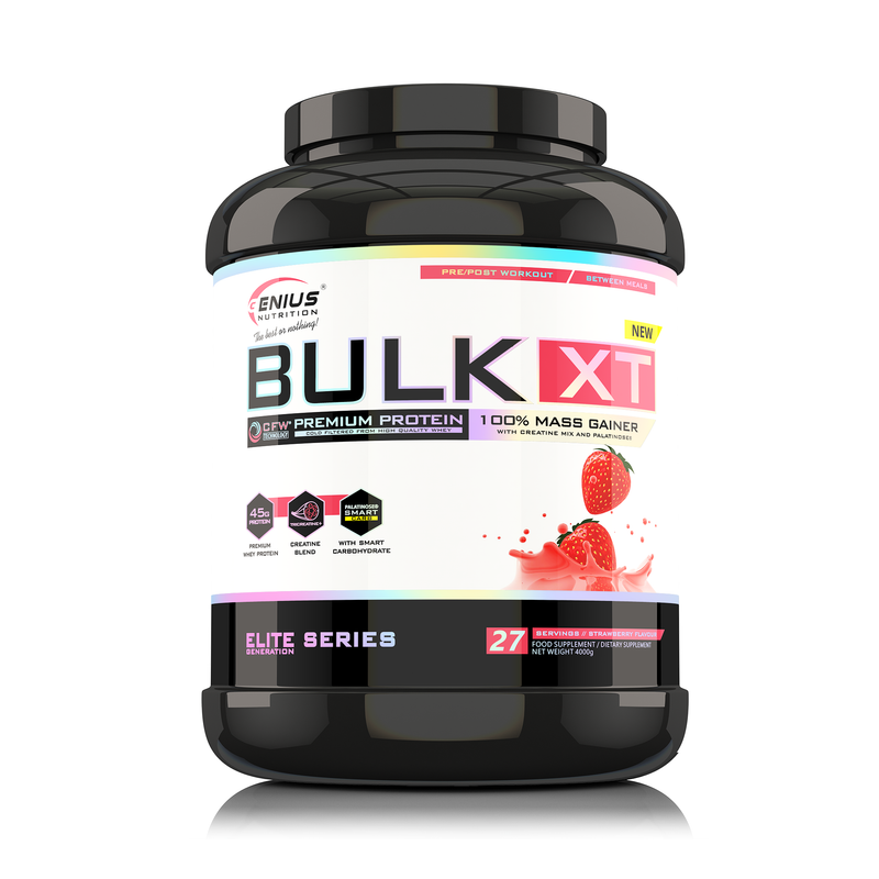 Incarca imaginea in galerie, BULK-XT 4000g 27serv Genius Nutrition Strawberry - Supliment pentru dezvoltarea masei musculare cu proteina si carbohidrati imbunatatit cu creatina si ZMB6