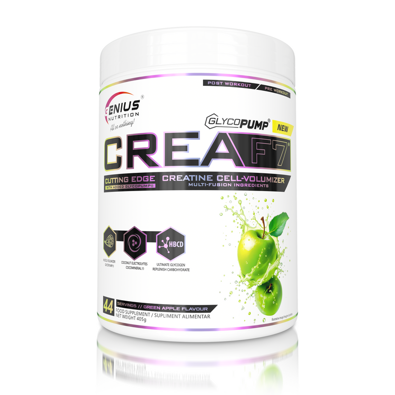 Incarca imaginea in galerie, CREA-F7 405g 44serv Genius Nutrition Mar verde - Supliment cu 6 tipuri de creatina pentru cresterea masei musculare, energie, pompare si hidratare.