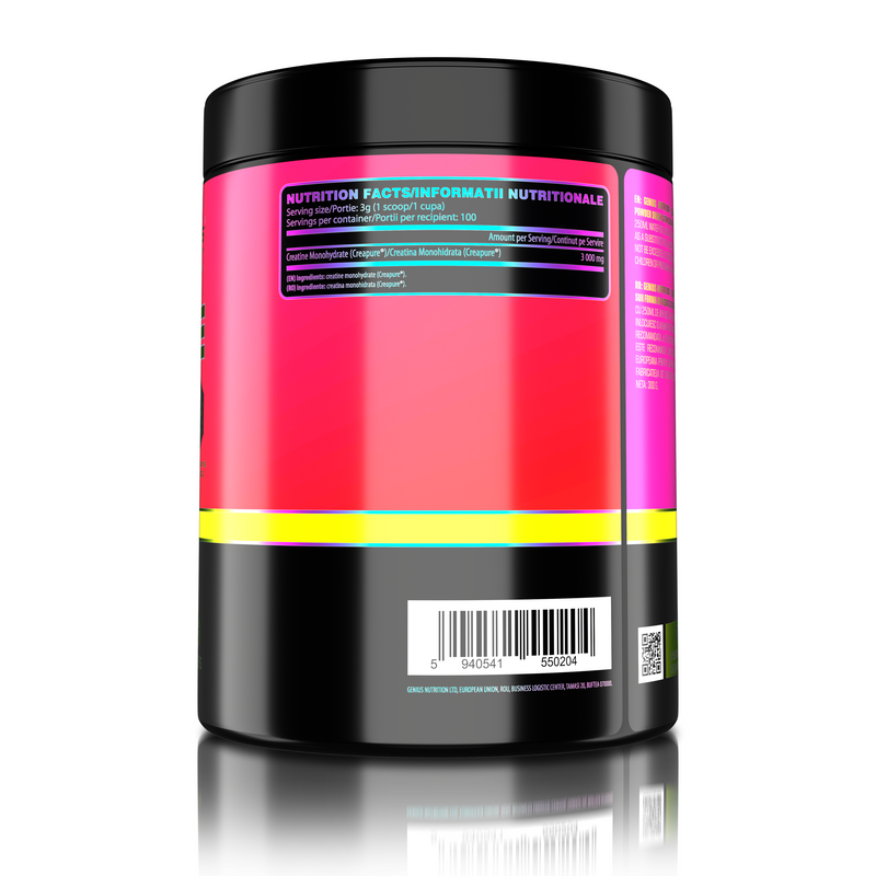 Incarca imaginea in galerie, CREATINE CREAPURE 300g 100serv Genius Nutrition unflavored - Supliment pentru stimularea productiei de ATP, cresterea masei musculare si imbunatatirea rezistentei fizice fara aroma