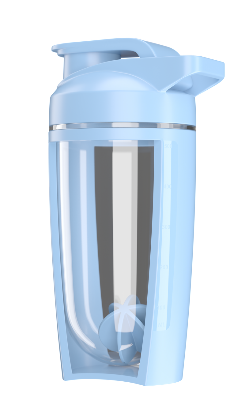 Incarca imaginea in galerie, G-Shaker 500ml Genius Nutrition Albastru - Fabricat din copoliester PCTG non-toxic, shakerul de 500 ml dispune de un capac cu filet si un mixer intern, ideal pentru amestecarea suplimentelor pudra ca proteinele si creatina.