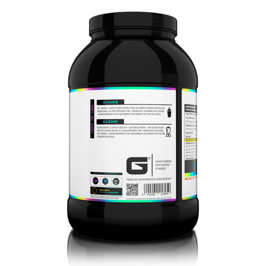 GREEN-HD 750g 25serv Genius Nutrition – Supliment proteic vegan fara zahar adaugat din 4 surse pentru cresterea masei musculare, recuperare eficienta si prevenirea catabolismului cu aroma de ciocolata.