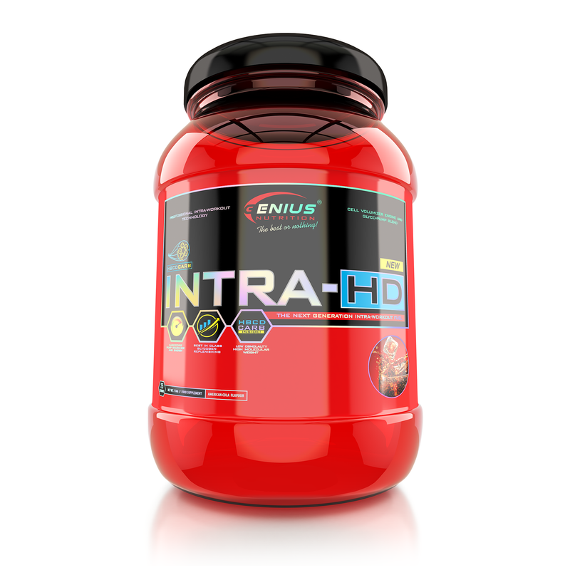 Incarca imaginea in galerie, INTRA-HD 750g 24 serv Genius Nutrition – Supliment intra-workout pentru refacerea rezervelor de glicogen, energie, volumizare musculara si anduranta cu aroma de american cola