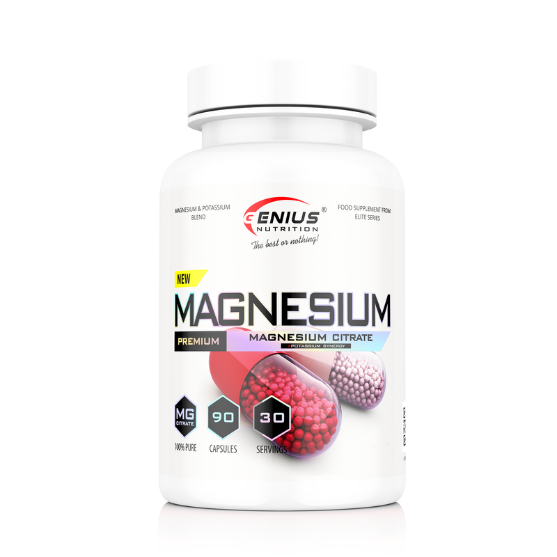 Incarca imaginea in galerie, MAGNESIUM 90caps 30serv Genius Nutrition – Supliment cu magneziu citrat si potasiu, formulat pentru a asigura functionarea corecta a inimii si a sistemului nervos central, reducand in acelasi timp crampele si oboseala musculara