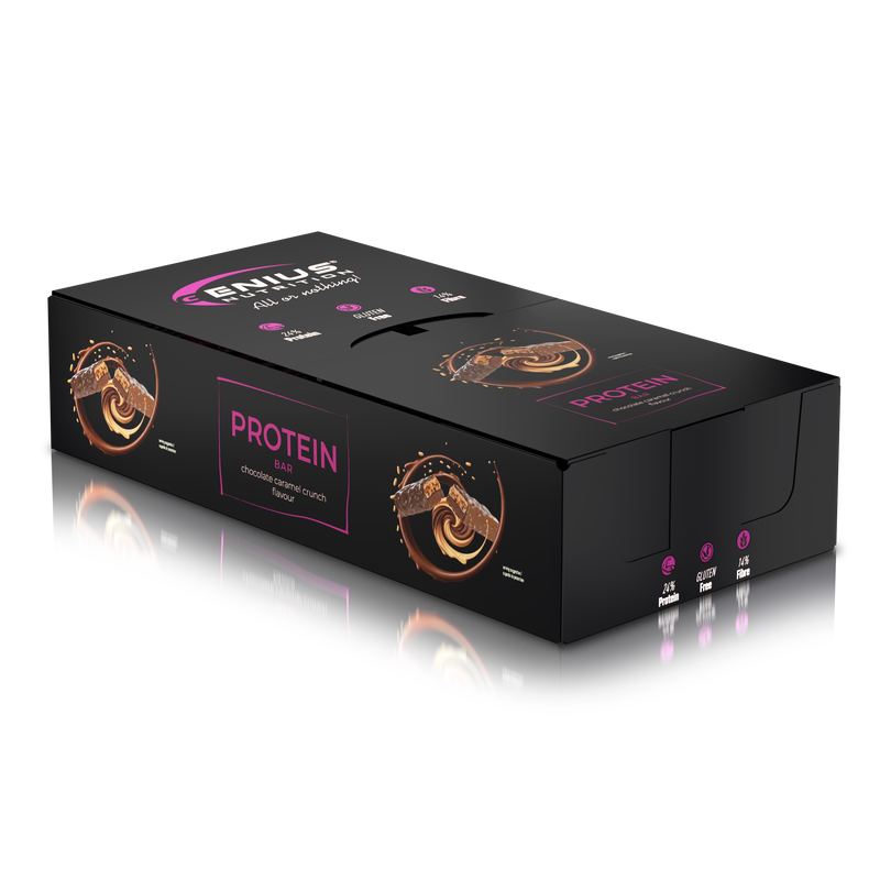 Incarca imaginea in galerie, MULTILAYER PROTEIN BAR 50g Genius Nutrition - Baton proteic cu gust exceptional si profil nutritional echilibrat: 196 kcal, 11g grasimi si 12g proteine cu aroma de ciocolata si caramel crocant.