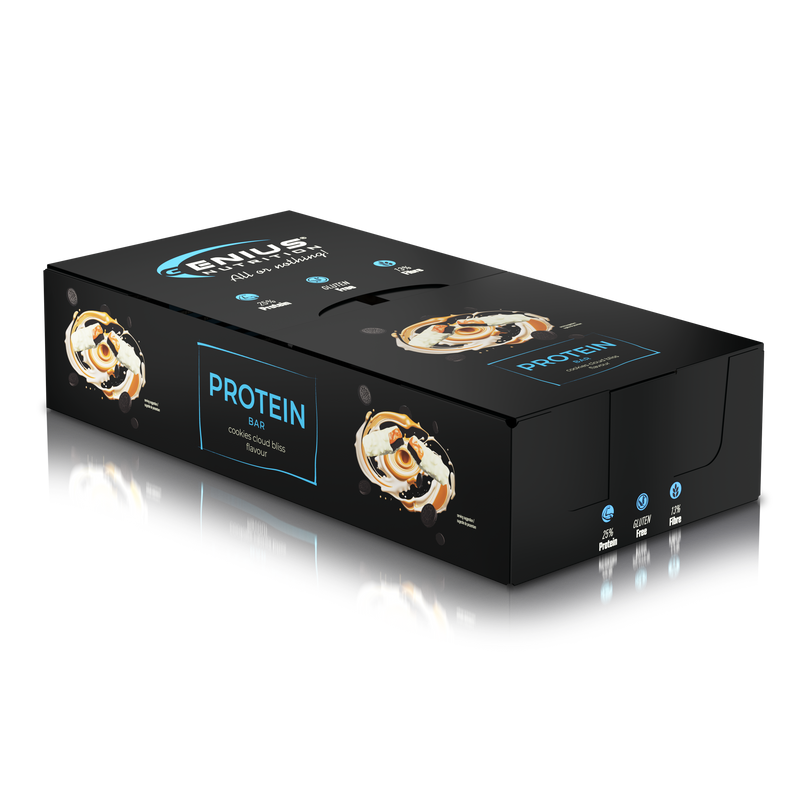 Incarca imaginea in galerie, MULTILAYER PROTEIN BAR 50g Genius Nutrition - Baton proteic cu gust exceptional si profil nutritional echilibrat: 196 kcal, 11g grasimi si 12g proteine cu aroma de biscuiti pufosi.