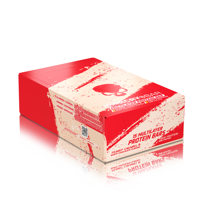 Incarca imaginea in galerie, Multilayer Protein Bar WARCRY Peanut Caramel & White Chocolate - Baton proteic fara zahar adaugat scazut in kcal cu aroma de alune si caramel cu ciocolata alba.