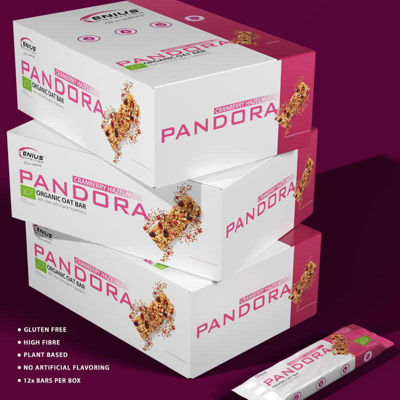 Incarca imaginea in galerie, PANDORA BIO OAT BAR 50g Genius Nutrition Cranberry Hazelnut - Baton delicios si hranitor, realizat din ingrediente 100% organice fara gluten.