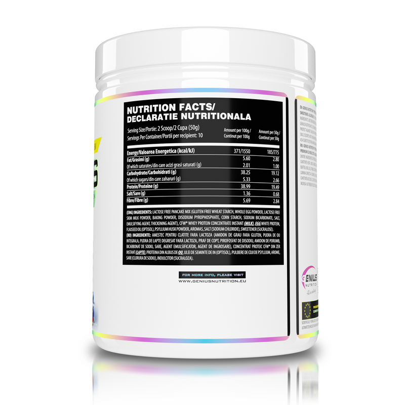 Incarca imaginea in galerie, PROTEIN PANCAKES 500g Genius Nutrition Fara aroma - Amestec delicios pentru clatite fara gluten, bogat in proteine fara zahar adaugat.