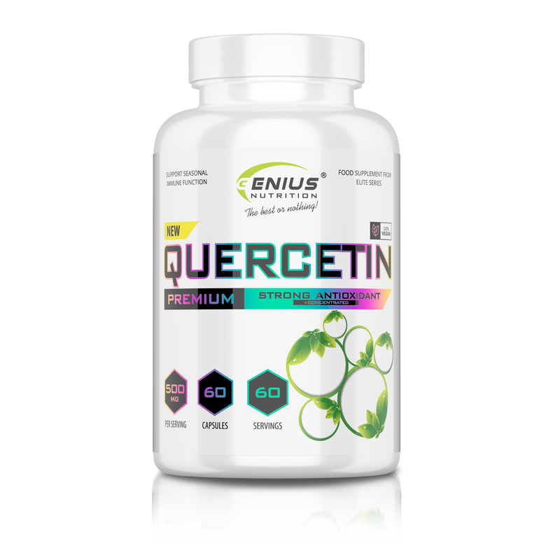 Incarca imaginea in galerie, QUERCETIN 60 caps/60 serv Genius Nutrition - Supliment bioflavonoid natural prezent in concentratii mari in vinul rosu, ceapa si ceai verde. Sustine si echilibreaza sistemul imunitar, stimuland raspunsul natural al corpului la provocarile sezoniere de sanatate cauzate de mediu, cum ar fi simptomele alergiilor.