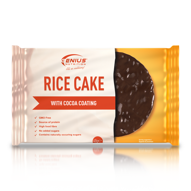 Incarca imaginea in galerie, Rice Cake 40g Genius Nutrition Cacao Coating - Gustare nutritiva, bogata in proteine si fibre cu aroma de cacao.