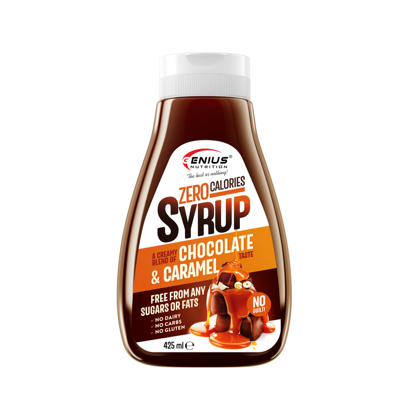 Incarca imaginea in galerie, SIROP ZERO CALORII 425ml Genius Nutrition Ciocolata cu caramel - Sirop delicios fara carbohidrati, fara calorii, fara zahar si fara grasimi, ideal pentru orice dieta.