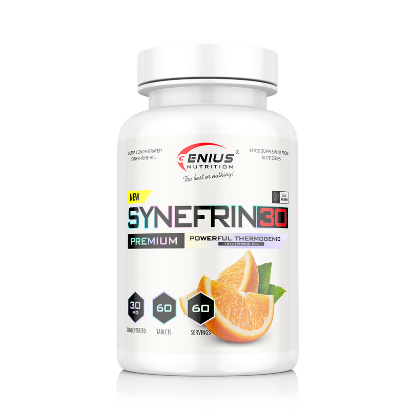 Incarca imaginea in galerie, SYNEFRIN30 60tabs 60serv Genius Nutrition – Supliment termogenic natural, extras din portocala amara conceput pentru arderea grasimilor, accelerarea metabolismului, eliminarea excesului de apa si reducerea poftei de mancare
