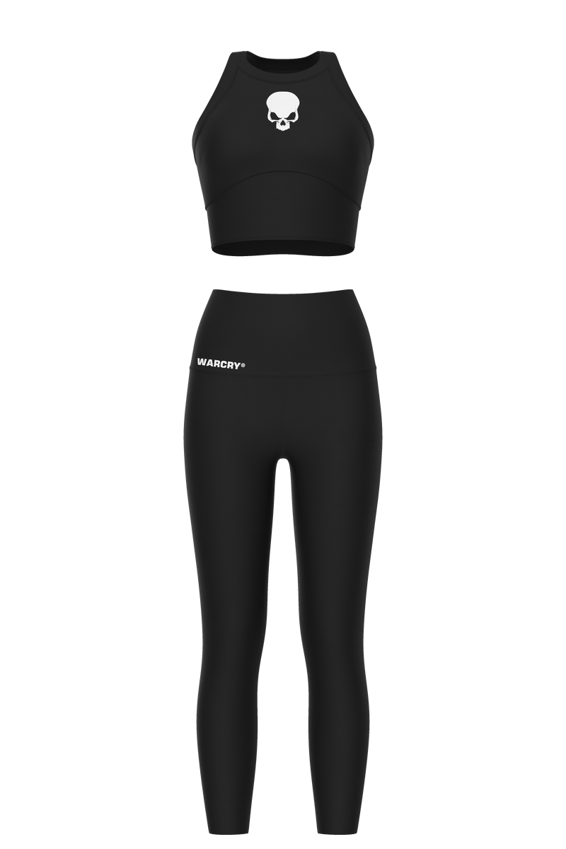 Incarca imaginea in galerie, Set Fitness WARCRY® Negru - Set de colanti si bustiera sport, confectionat din materiale de inalta calitate pentru elasticitate optima si confort superior.