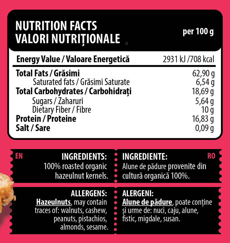 Incarca imaginea in galerie, UNT BIO DE ALUNE DE PADURE 250g Genius Nutrition - Unt de alune de padure natural, pur si cremos, bogat in grasimi sanatoase si proteine, perfect pentru o gustare hranitoare.