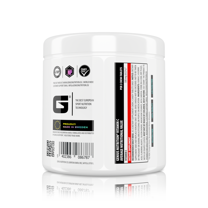 Incarca imaginea in galerie, VITAMIN C 300 chew candies Genius Nutrition - Supliment mestecabil pentru intarirea sistemului imunitar si cresterea aportului de vitamina C, usor de consumat cu aroma de peach