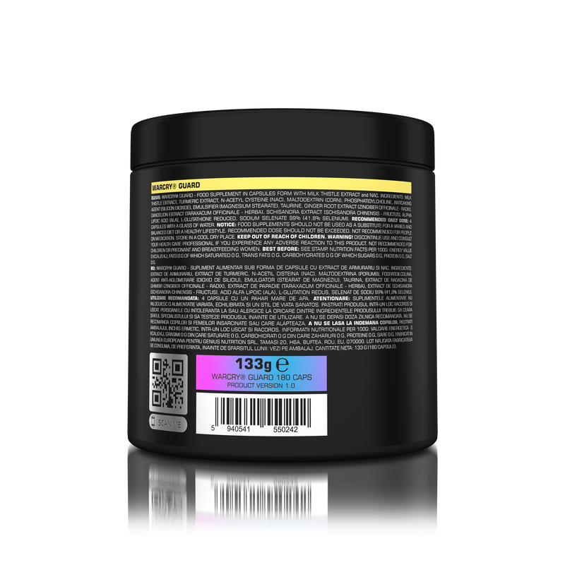 Incarca imaginea in galerie, WARCRY GUARD 180caps 45 serv Genius Nutrition – Supliment cu efect antiinflamator pentru protectie hepatica si pulmonara oferind suport vital pentru functionarea optima a organelor
