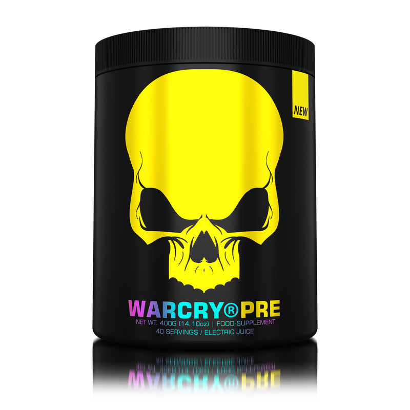 Incarca imaginea in galerie, WARCRY PRE 400g 40serv Genius Nutrition - Supliment pre-workout pentru energie, pompare, anduranta si concentrare, potrivit pentru antrenamente intense cu aroma de electric juice.