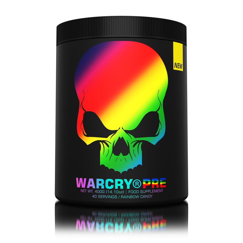 Incarca imaginea in galerie, WARCRY PRE 400g 40serv Genius Nutrition - Supliment pre-workout pentru energie, pompare, anduranta si concentrare, potrivit pentru antrenamente intense cu aroma de rainbow candy.