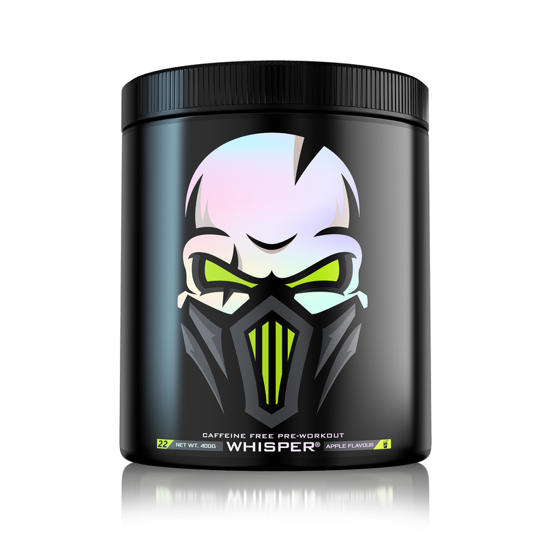 Incarca imaginea in galerie, WHISPER 400g 22serv Genius Nutrition - Supliment pre-workout fara stimulenti pentru pompare intensa, volumizare musculara si focus mental, conceput pentru a nu influenta somnul sau a provoca agitatie cu aroma de apple
