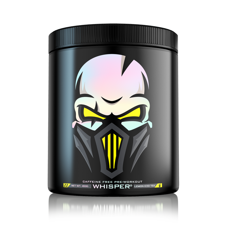 Incarca imaginea in galerie, WHISPER 400g 22serv Genius Nutrition - Supliment pre-workout fara stimulenti pentru pompare intensa, volumizare musculara si focus mental, conceput pentru a nu influenta somnul sau a provoca agitatie cu aroma de lemon iced tea