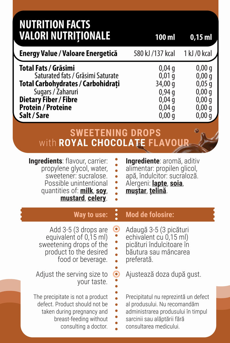 Incarca imaginea in galerie, iDROPS 30ml Royal Chocolate - Indulcitor fara calorii, stabil la temperaturi ridicate, ideal pentru gatit si copt, care nu afecteaza nivelul de zahar din sange, potrivit pentru persoanele cu sensibilitate la insulina