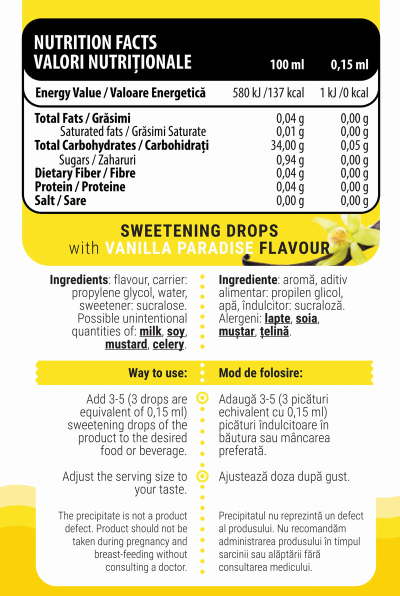 Incarca imaginea in galerie, iDROPS 30ml Vanilla Pradise - Indulcitor fara calorii, stabil la temperaturi ridicate, ideal pentru gatit si copt, care nu afecteaza nivelul de zahar din sange, potrivit pentru persoanele cu sensibilitate la insulina