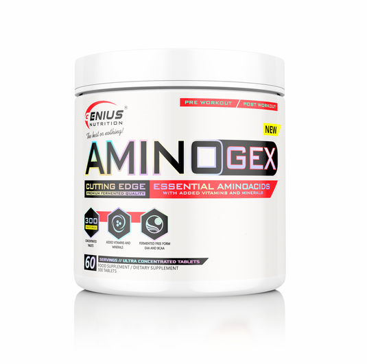 AMINOGEX EAA 300tabs Genius Nutrition fara aroma - Supliment alimentar pentru refacere musculara pe baza de aminoacizi esentiali si vitamine