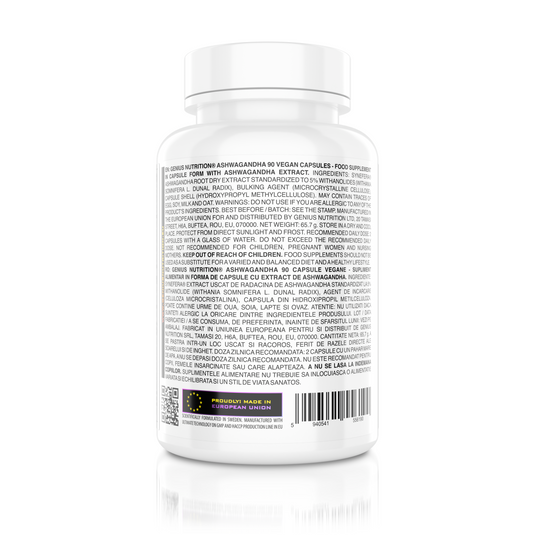 ASHWAGANDHA 90caps Genius Nutrition – Supliment adaptogen pentru balanta hormonala cu efect puternic antistres