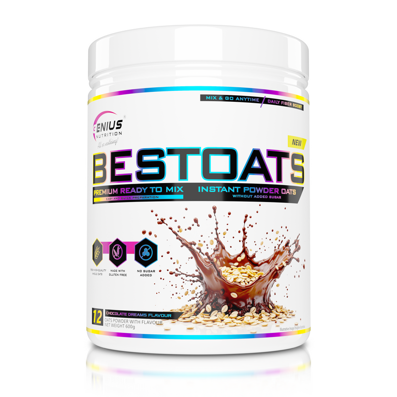 Incarca imaginea in galerie, BESTOATS 600g Genius Nutrition - Supliment nutritiv pe baza de ovaz premium, fara gluten, ideal pentru o alimentatie sanatoasa si sustinerea masei musculare, disponibil in aroma delicioasa de ciocolata.
