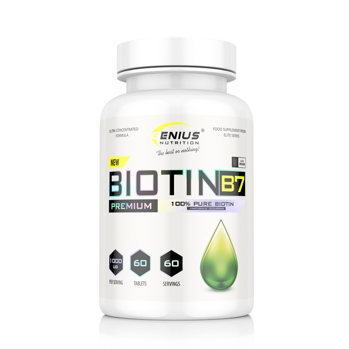 BIOTIN B7 60tabs Genius Nutrition – Supliment pentru par, unghii si piele essential in sinteza cheratinei