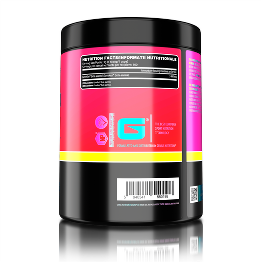 CARNOGEN 300g 100serv Genius Nutrition (fara aroma) - Reduce acumularea de acid lactic, stimuleaza productia de carnosina si contribuie la imbunatatirea performantei fizice si a rezistentei la efort.