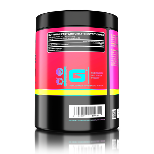 CITRULINE 200g 66serv Genius Nutrition unflavored - Supliment pentru sustinerea fluxului sanguin si stimularea productiei de oxid nitric (NO).