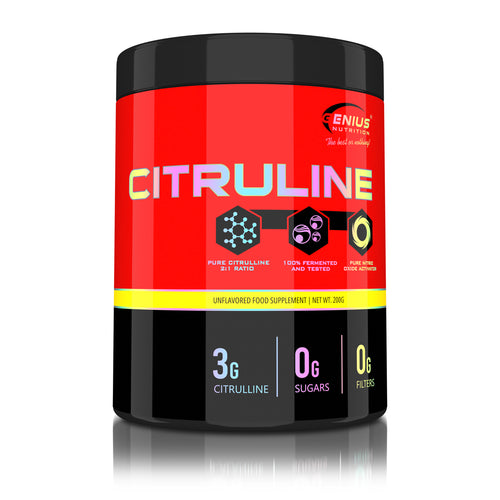 CITRULINE 200g 66serv Genius Nutrition fara aroma – Supliment precursor de l-arginina pentru vasodilatatie si transport oxigen in muschi 