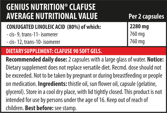 CLAFUSE 90softgel 45 serv Genius Nutrition – Supliment antioxidant bogat in omega 6 pentru slabit si accelerarea metabolismului