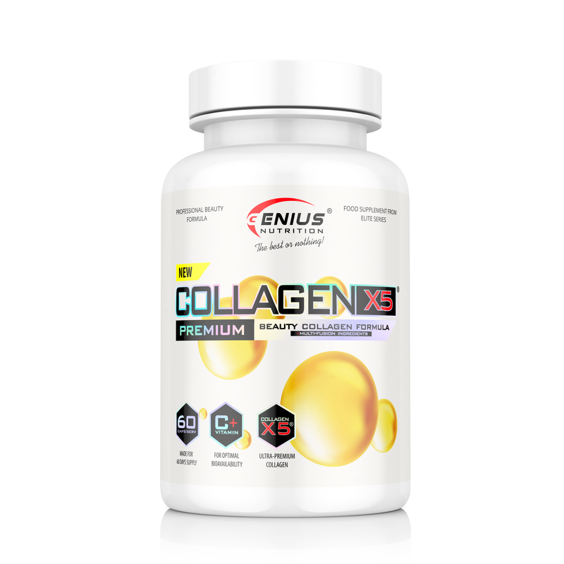 Incarca imaginea in galerie, COLLAGEN-X5 60caps 60 serv Genius Nutrition – Supliment pentru regenerarea cartilajelor, par stralucitor si hidratare
