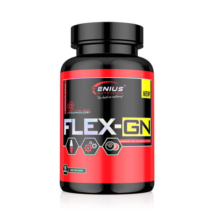 FLEX-GN 90caps 30serv Genius Nutrtion – Supliment natural cu efect antiinflamator creat pentru sanatatea articulatiilor si oaselor, imbogatit cu vitamine