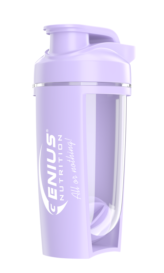 G-Shaker 500ml Genius Nutrition Mov - Fabricat din copoliester PCTG non-toxic, shakerul de 500 ml dispune de un capac cu filet si un mixer intern, ideal pentru amestecarea suplimentelor pudra ca proteinele si creatina.