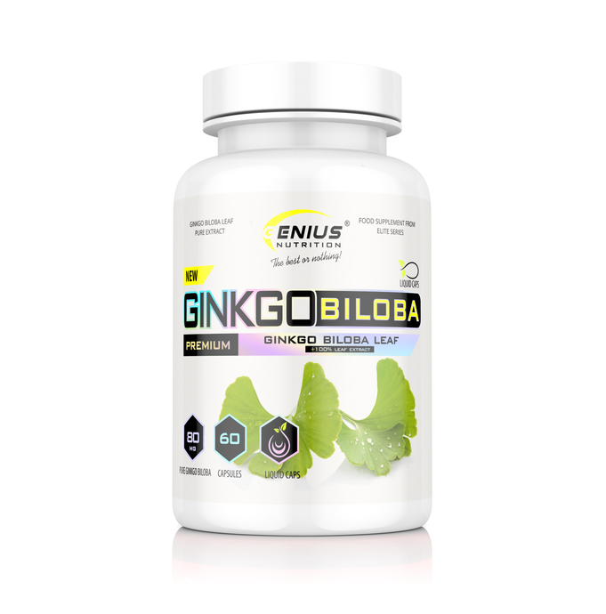 GINKO BILOBA 60liquid caps Genius Nutrition – Supliment natural pentru imbunatirea memoriei si a capacitatii de concentrare 