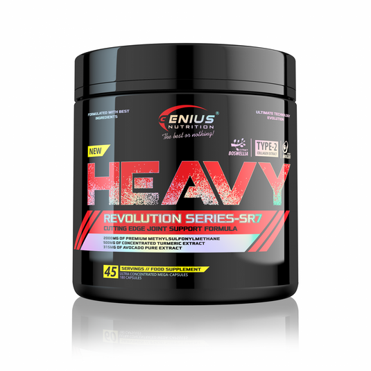 HEAVY 180caps 45 serv Genius Nutrition - Supliment antiinflamator pentru repararea ligamentelor, esential in activitatile care solicita intens articulatiile 