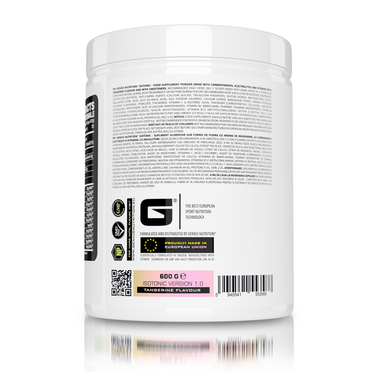 ISOTONIC 600g 30serv Genius Nutrition – Supliment izotonic pentru rehidratare, cu electroliti, vitamine si carbohidrati cu absorbtie rapida, ideal pentru mentinerea energiei in timpul exercitiilor fizice intense 