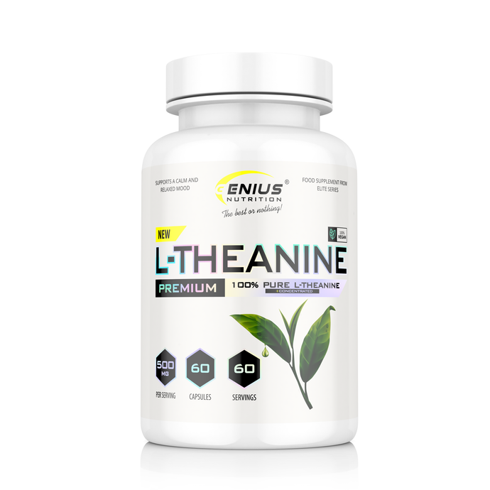 L-THEANINE 60caps 60serv Genius Nutrition – Supliment pentru stimularea functiei cognitive, reducerea anxietatii si relaxare profunda fara stare de somnolenta