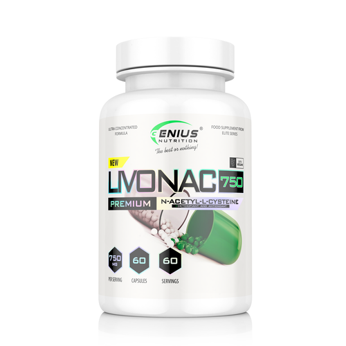 LIVONAC750 60caps 60serv Genius Nutrition – Supliment antioxidant precursor de glutation, ideal pentru refacerea functiei hepatice si pulmonare