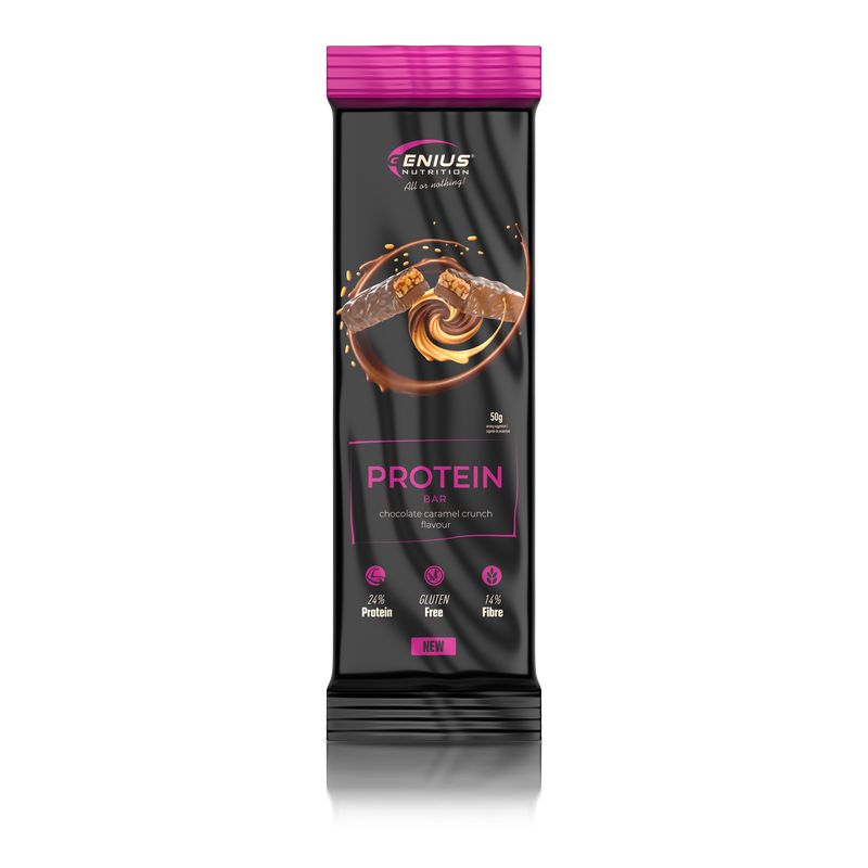 Incarca imaginea in galerie, MULTILAYER PROTEIN BAR 50g Genius Nutrition - Baton proteic cu gust exceptional si profil nutritional echilibrat: 196 kcal, 11g grasimi si 12g proteine cu aroma de ciocolata si caramel crocant

