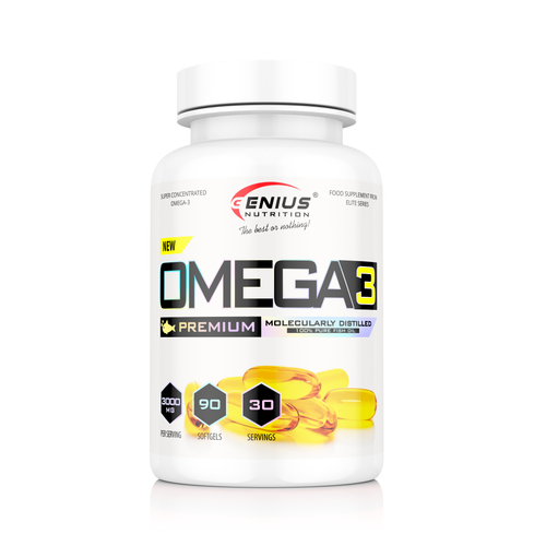 OMEGA-3 90softgels 30serv Genius Nutrition – Supliment cu Omega-3 pentru sustinerea sanatatii cardiovasculare, a functiei cerebrale si a articulatiilor