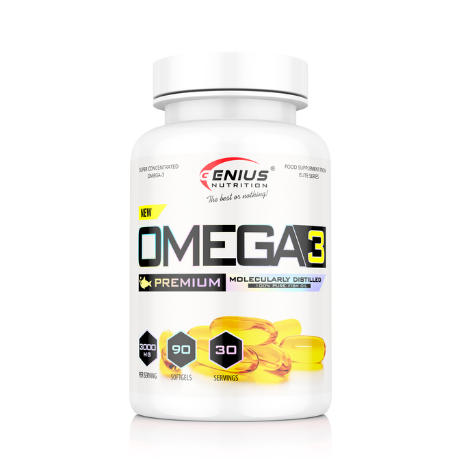 OMEGA-3 90softgels 30serv Genius Nutrition – Supliment cu Omega-3 pentru sustinerea sanatatii cardiovasculare, a functiei cerebrale si a articulatiilor