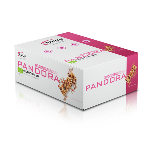 PANDORA BIO OAT BAR 50g Genius Nutrition Cranberry Hazelnut - Baton delicios si hranitor, realizat din ingrediente 100% organice fara gluten.