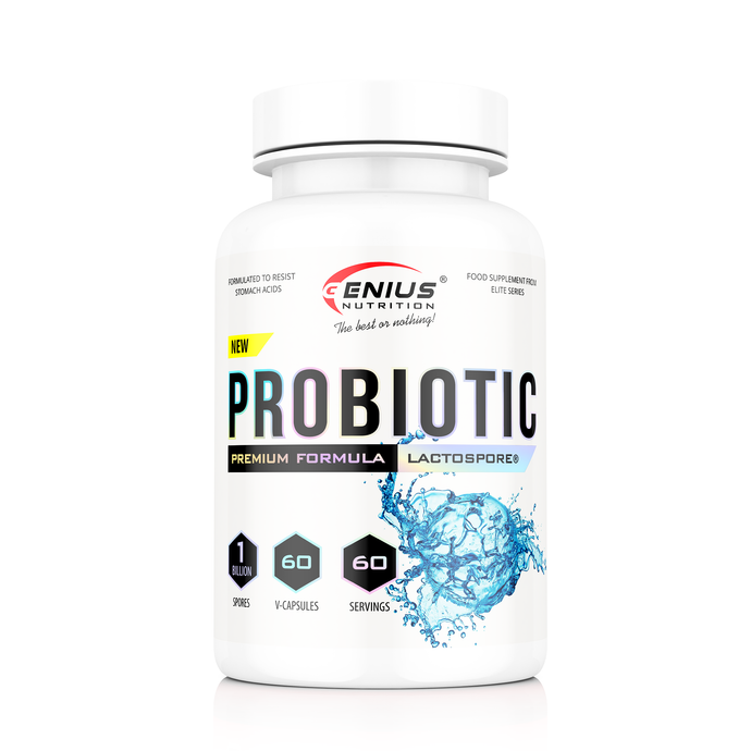 PROBIOTIC 60caps 60serv Genius Nutrition - Supliment probiotic LactoSpore® destinat sustinerii sanatatii digestive si echilibrarii florei intestinale