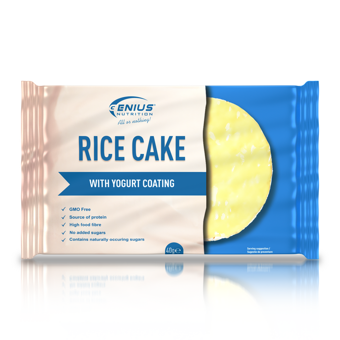 Rice Cake 40g Genius Nutrition Yogurt Coating - Gustare nutritiva, bogata in proteine si fibre cu aroma de iaurt.