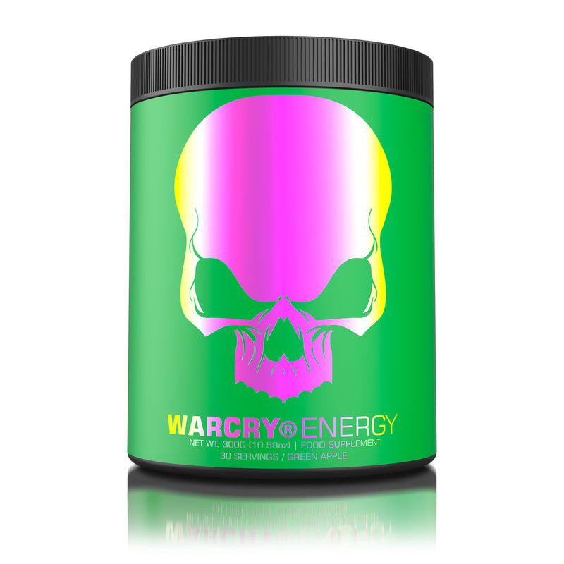 Incarca imaginea in galerie, WARCRY ENERGY 300g 30serv Genius Nutrition - Supliment pre-workout pentru un boost de energie si concentrare, cu electroliti din apa de cocos pentru o hidratare echilibrata pe durata antrenamentelor cu aroma de green apple
