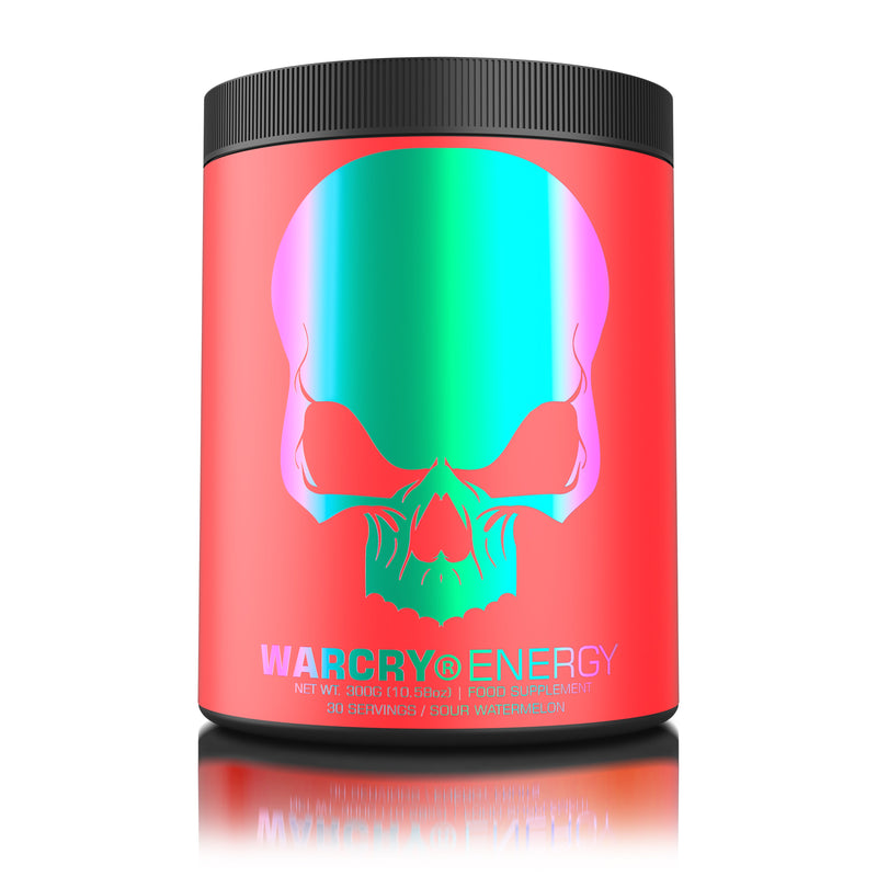 Incarca imaginea in galerie, WARCRY ENERGY 300g 30serv Genius Nutrition - Supliment pre-workout pentru un boost de energie si concentrare, cu electroliti din apa de cocos pentru o hidratare echilibrata pe durata antrenamentelor cu aroma de sour watermelon
